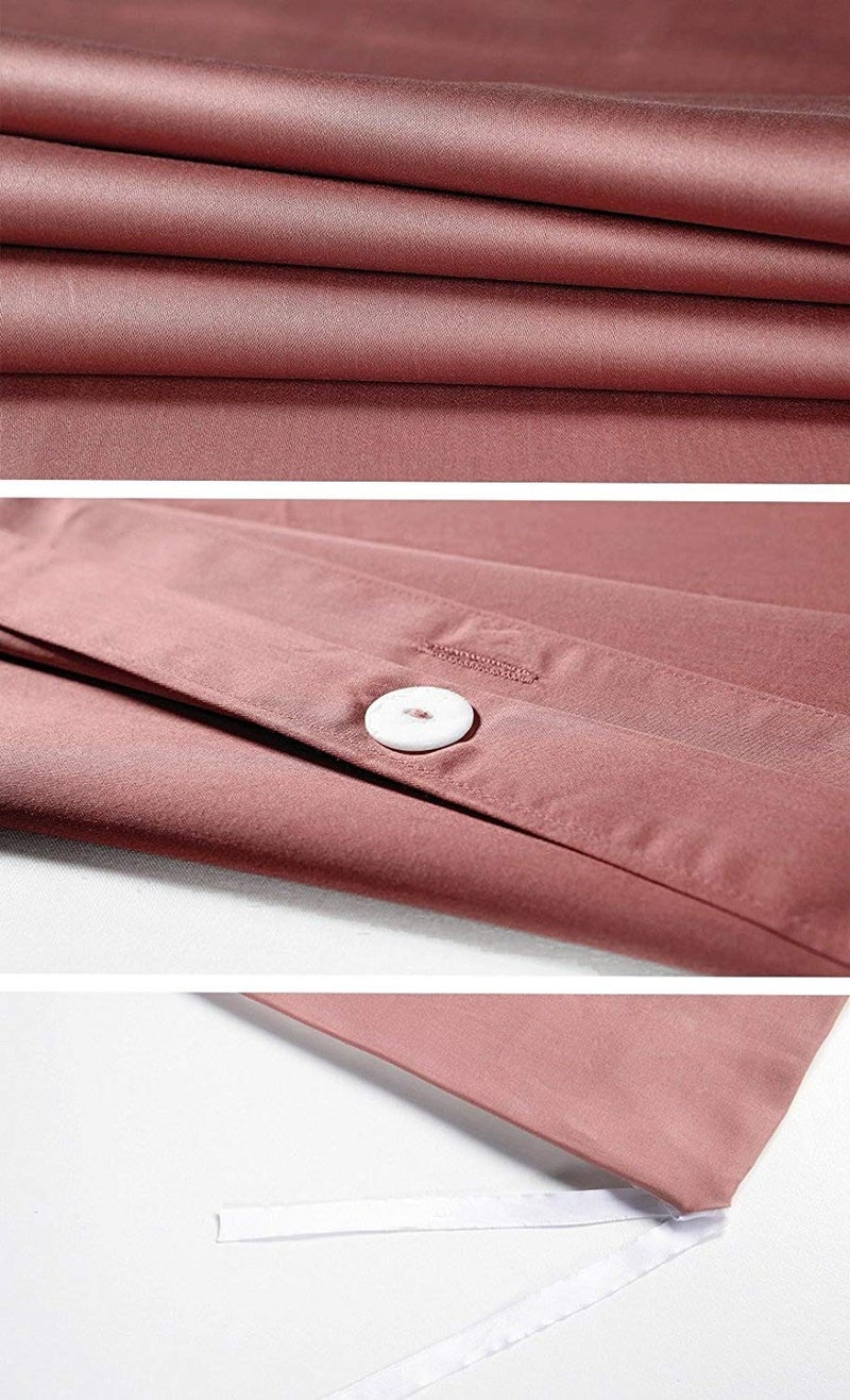 Eikei Solid Color Egyptian Cotton Duvet Cover Luxury Bedding Set High Thread Count Long Staple Sateen Weave Silky Soft Breathable Pima Quality Bed Linen (Dusty Cedar, King) - Image 2